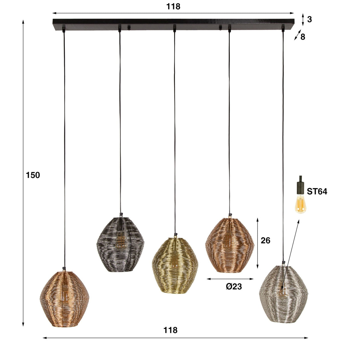 Hanging lamps - Hanging lamp Wez 5 - light colored nickel - Dimehouse