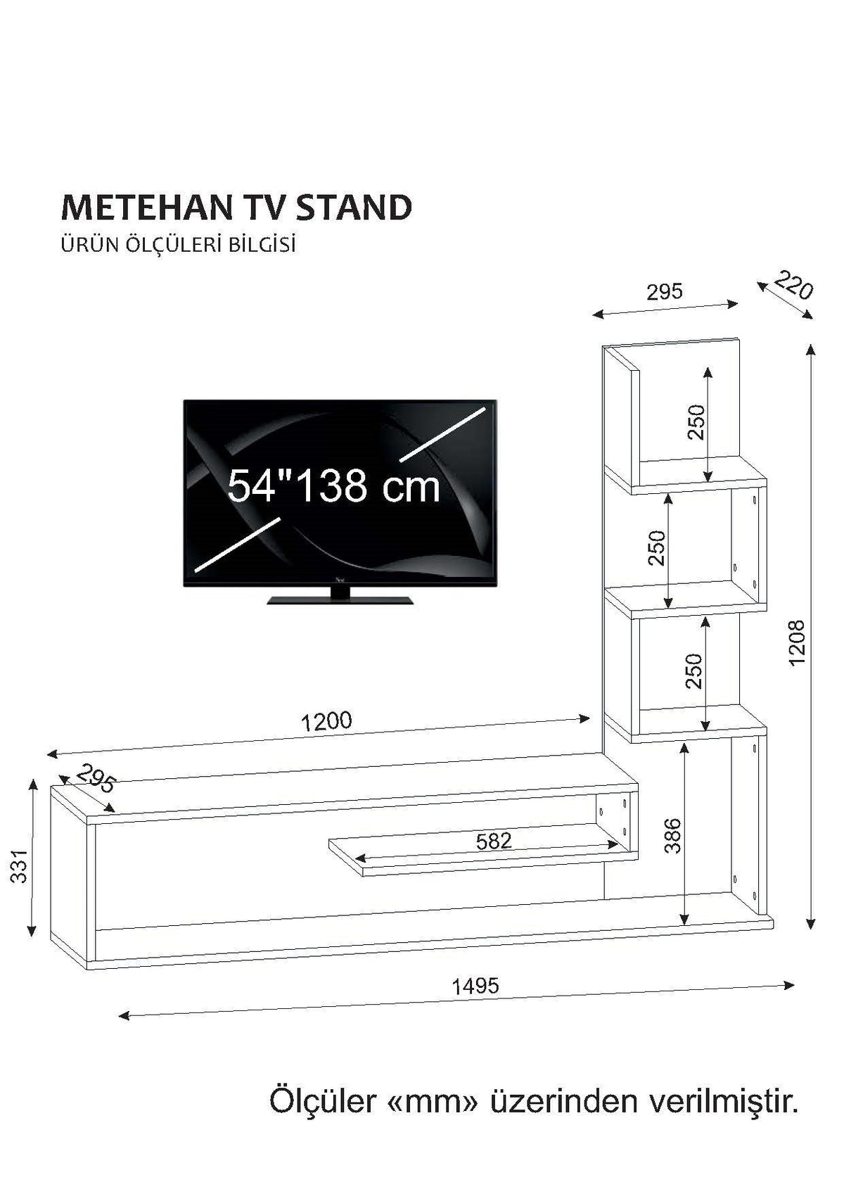 TV Furniture - TV Furniture Set Metehan White Cordoba Melamine 120x33.1x cm - Dimehouse