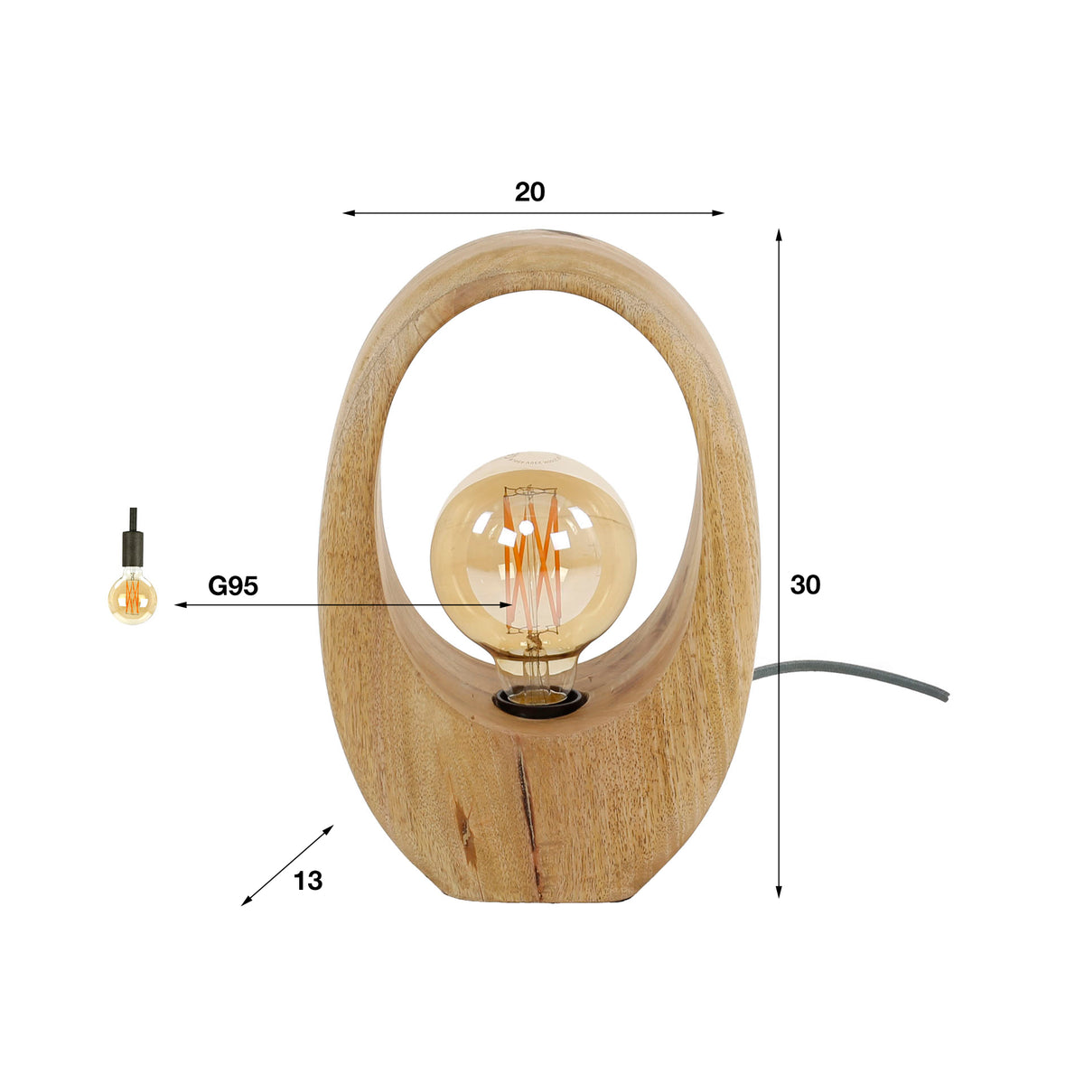 Table lamps - Organic table lamp Brenn Mango wood 30cm - Dimehouse