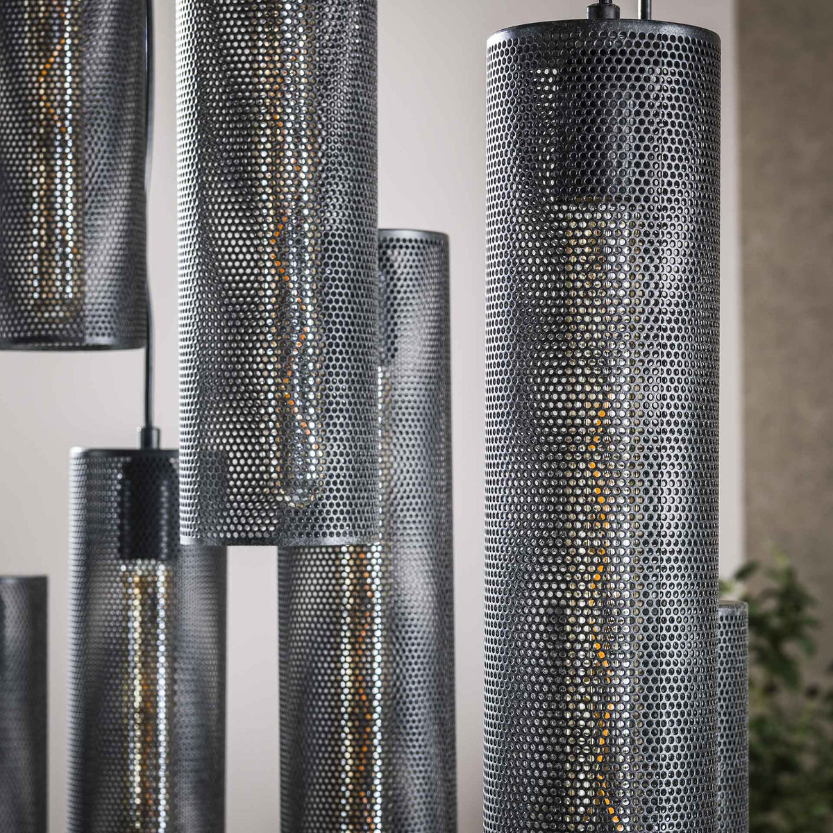 Hanging lamps - Hanging lamp Zavi 9 - light mesh black - Dimehouse