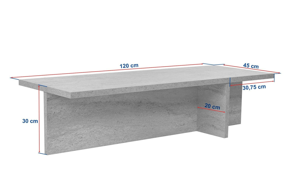 Coffee tables - Rectangular coffee table pine wood melamine - 120x45x30 cm - Portland - Dimehouse