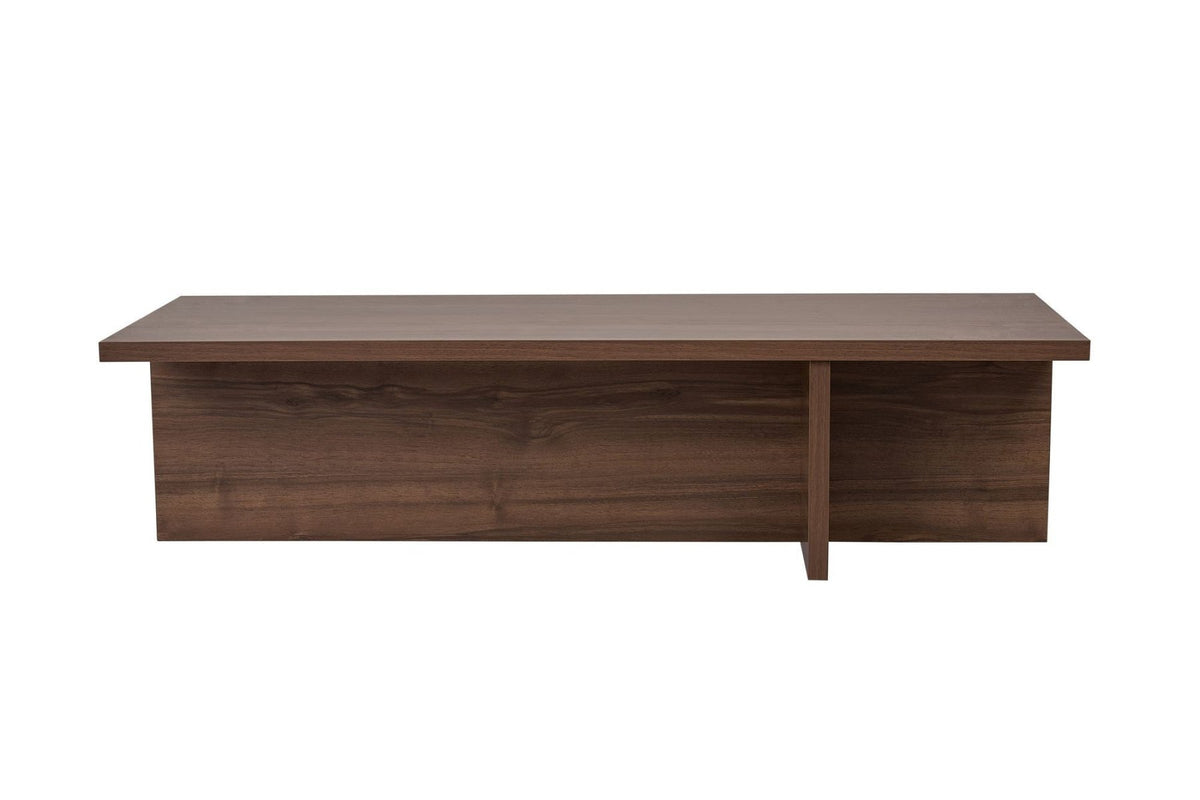 Coffee tables - Rectangular coffee table walnut melamine - 120x45x30 cm - Portland - Dimehouse