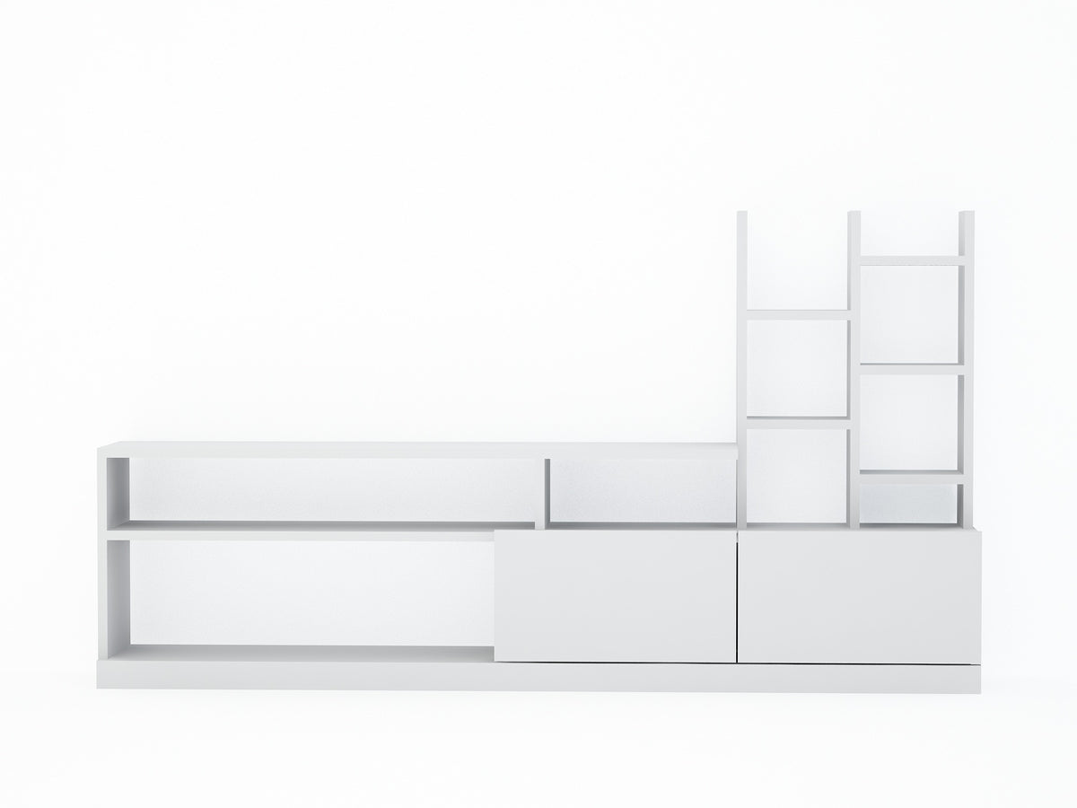 TV Furniture - TV Furniture Set Dolunay White Melamine 164.4x91.3x25 cm - Dimehouse