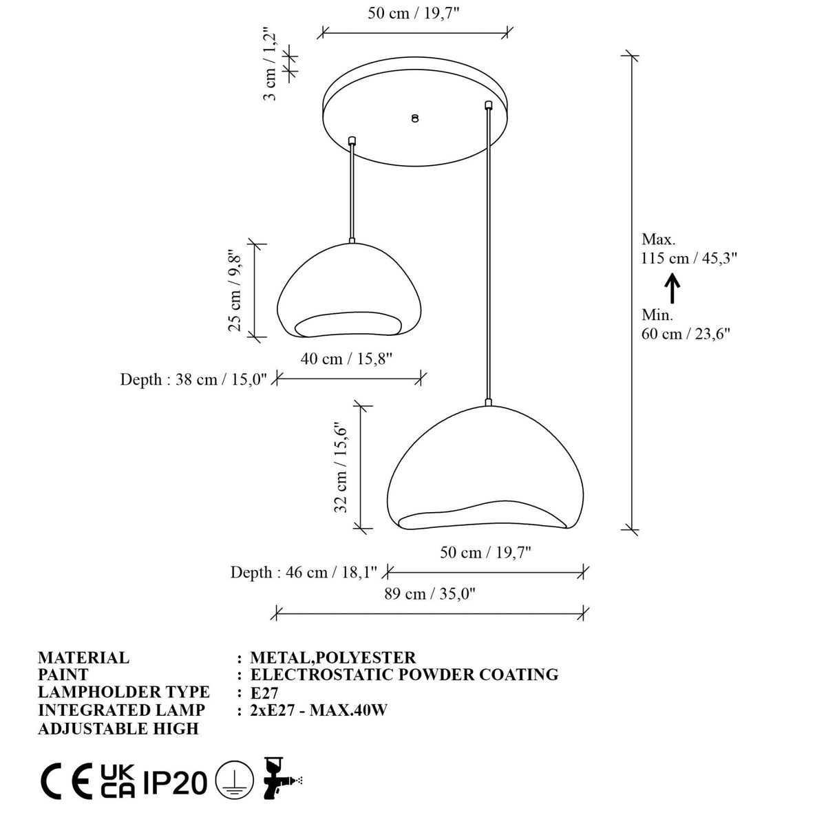 LORA-40-50-T-LUNA White Fiberglass Cap
