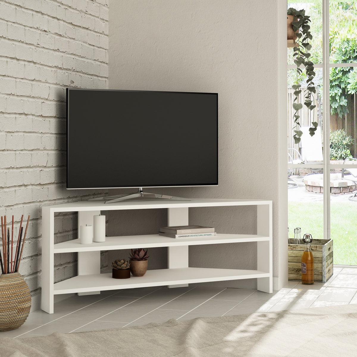 TV Furniture - TV Furniture Thales White Melamine 110x45x36 cm - Dimehouse