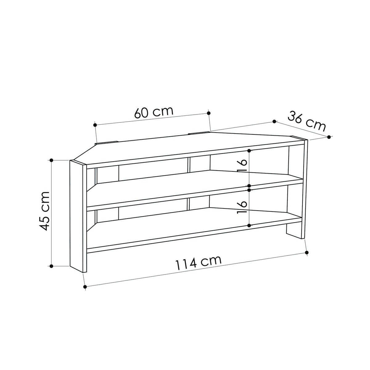 TV Furniture - TV Furniture Thales Oak Melamine 114x45x36 cm - Dimehouse