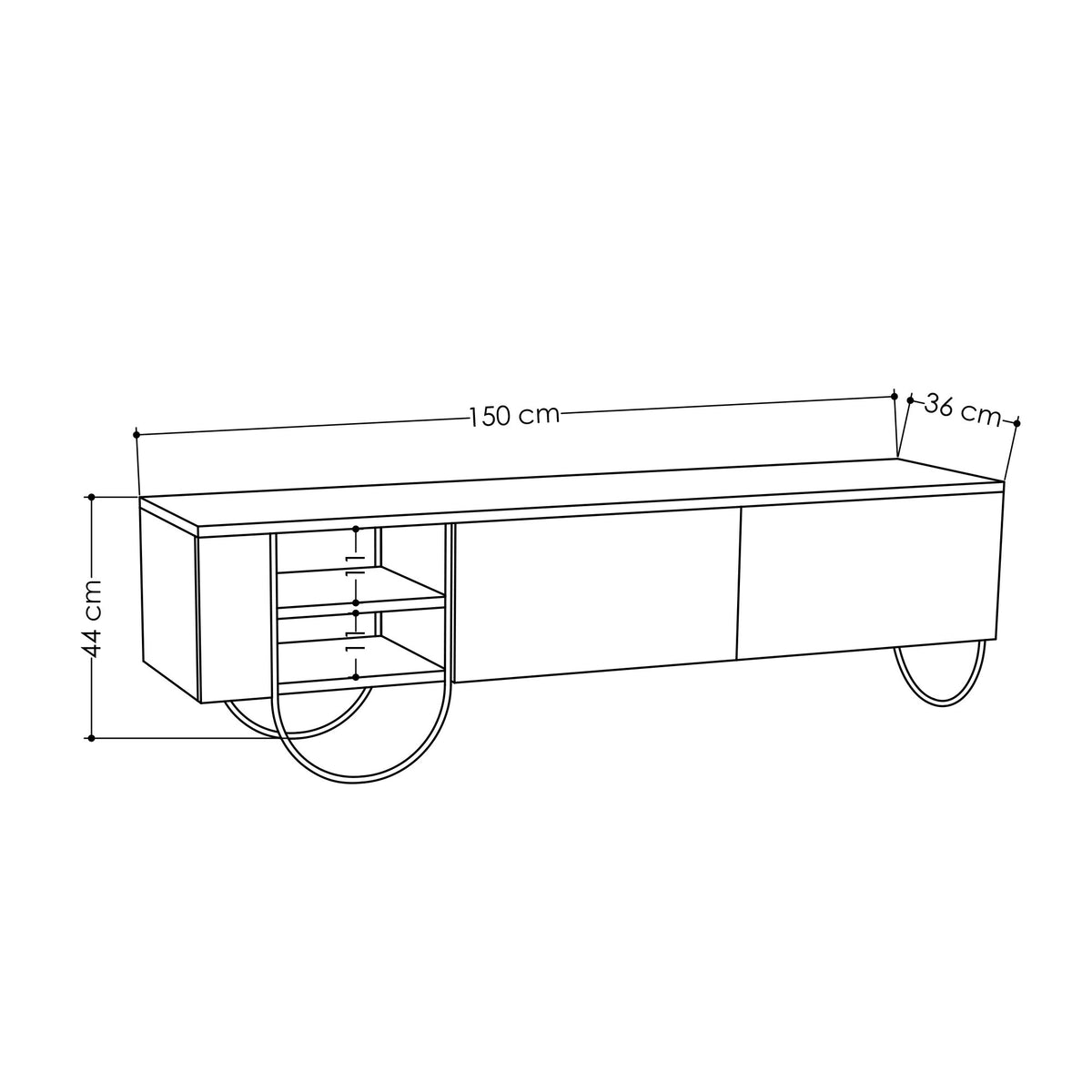 TV Furniture - TV Furniture Norfolk White Melamine 150x44x36 cm - Dimehouse