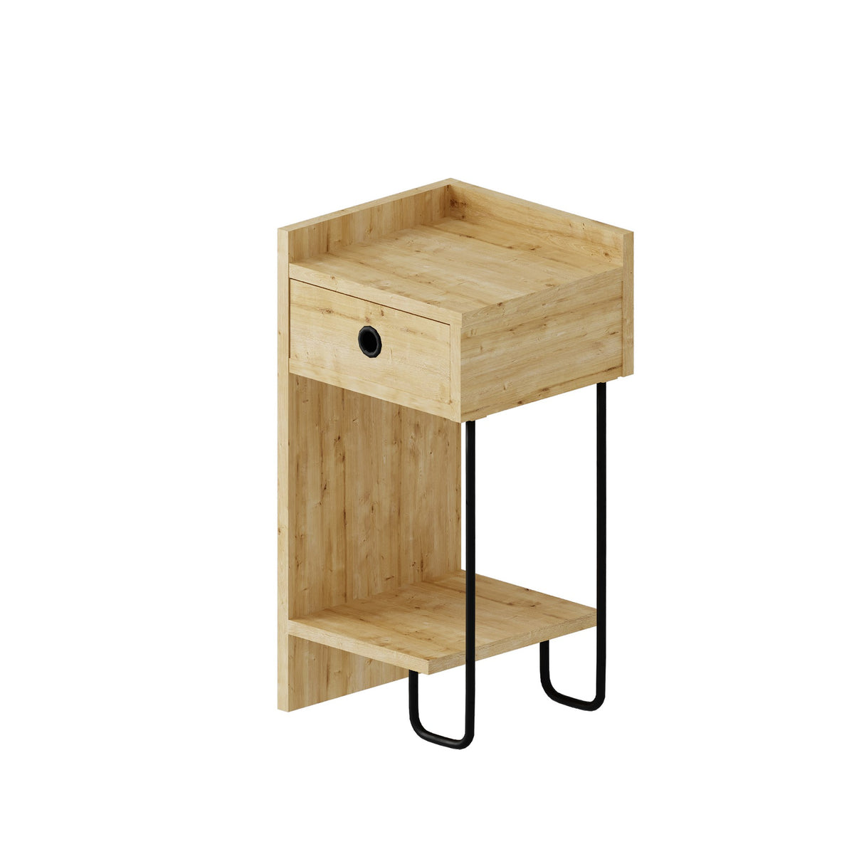 Bedside tables - Bedside table Sirius Left Oak Melamine 32x61x30 cm - Dimehouse