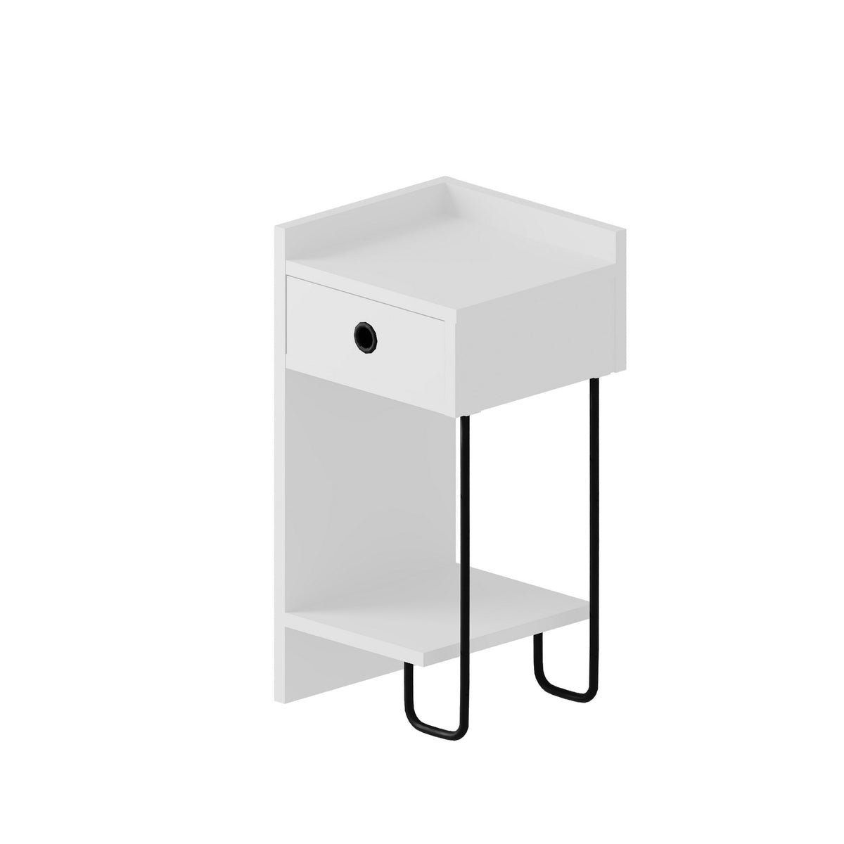 Bedside tables - Bedside table Sirius Left White Melamine 32x61x30 cm - Dimehouse