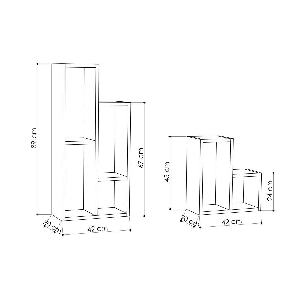 Bookcases - Modular shelving unit white melamine Sule 42x89x20 cm - Dimehouse
