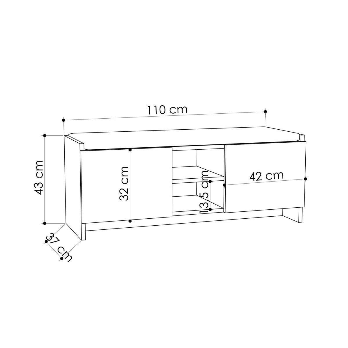Shoe cabinets - Shoe cabinet White Melamine - six compartments - 110x43x37 cm - Zulla - Dimehouse