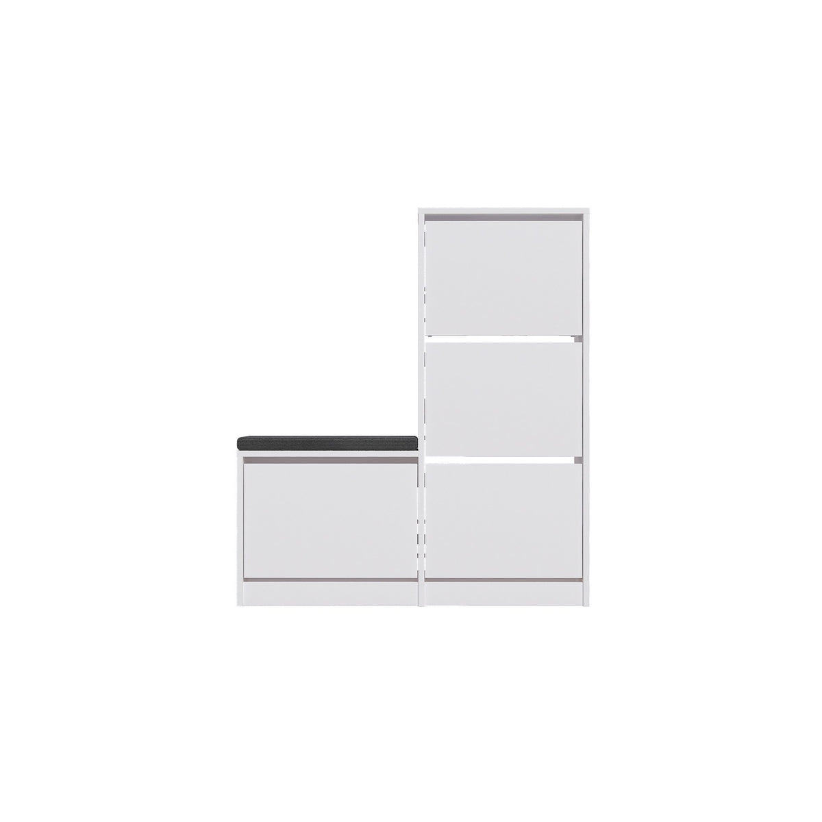 Shoe cabinets - Shoe cabinet Dude White Melamine 105x118.5x26 cm - Dimehouse