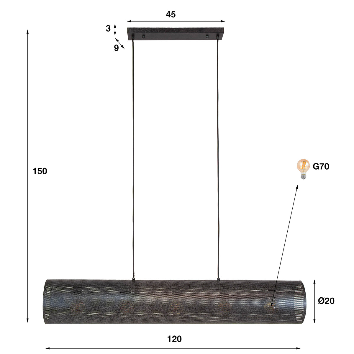 Hanging lamps - Hanging lamp Knox 5 - light mesh black - Dimehouse