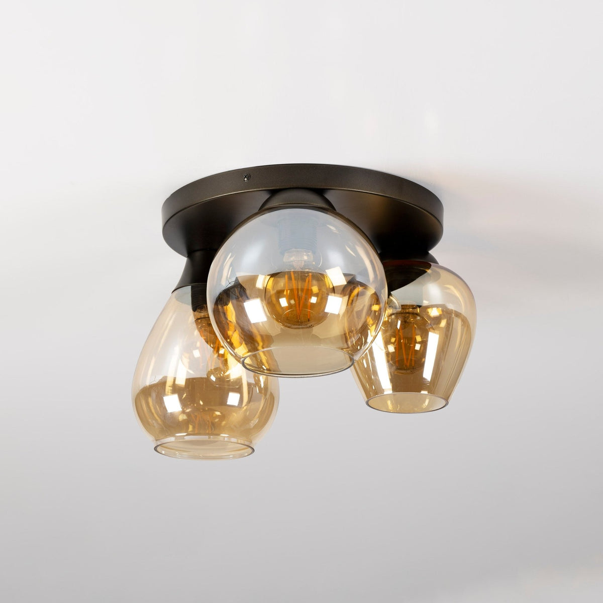 Ceiling lamp - Modern ceiling lamp 3 - light Felien amber glass - Dimehouse