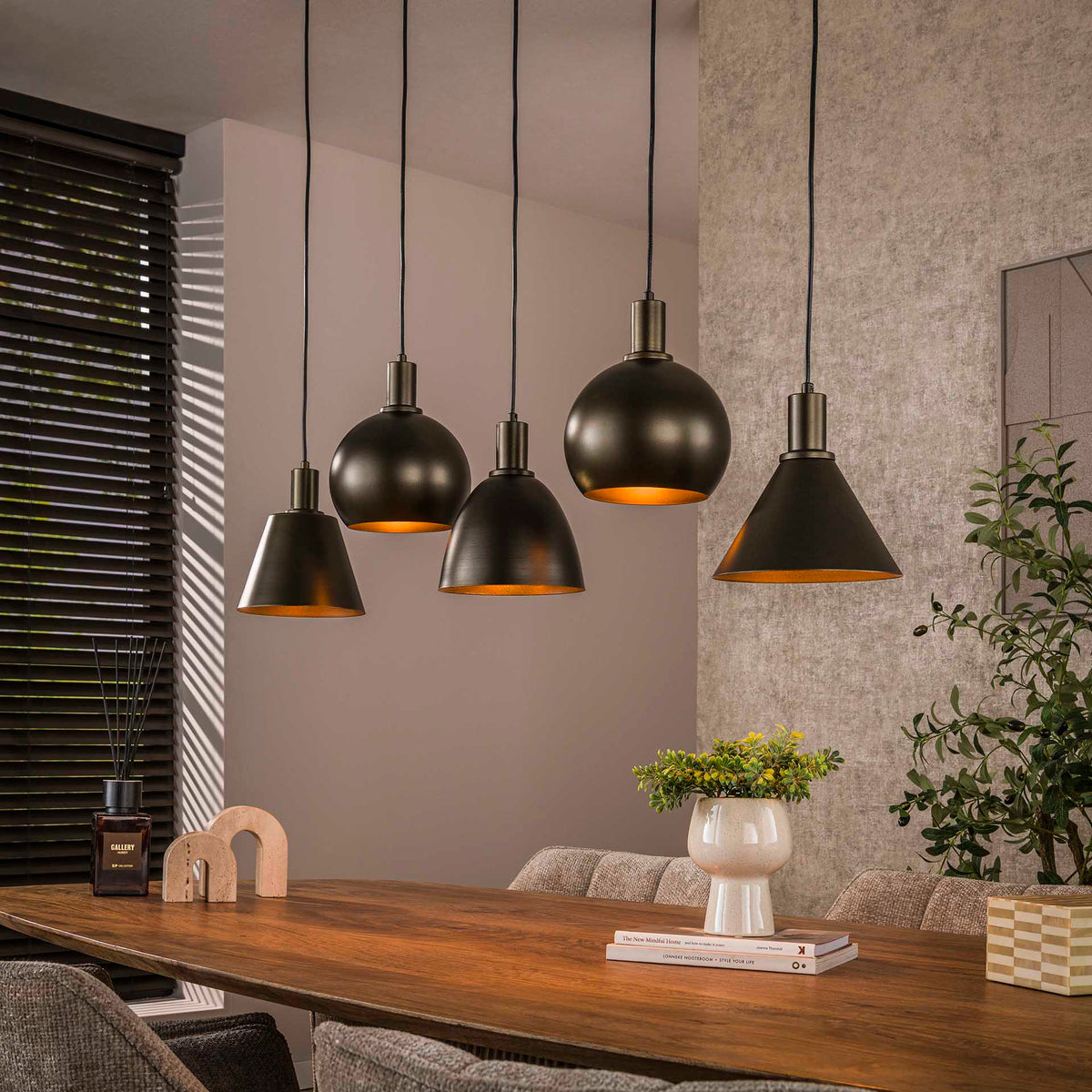Hanging lamps - Hanging lamp Sienna 5 - light Brown 120 cm - Dimehouse