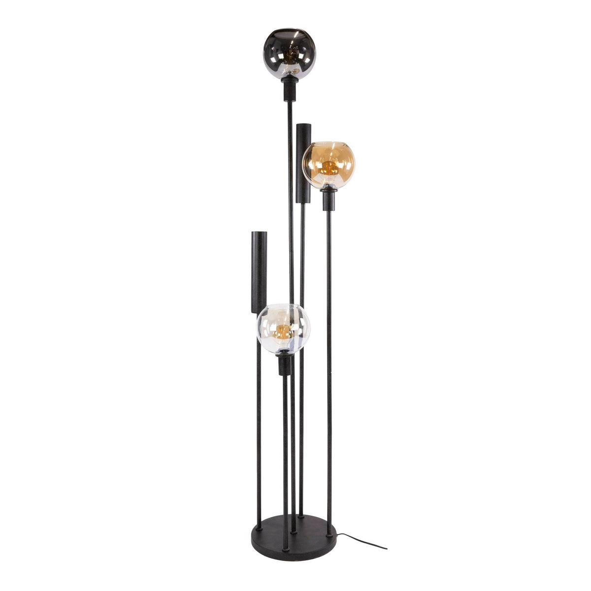 Floor lamps - Floor lamp 5 - light stepped colored glass black metal Valeo - Dimehouse