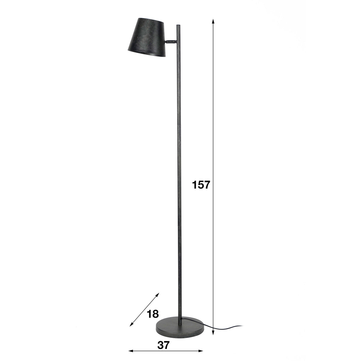 Floor lamp Sienna DH Interior Charcoal LxWxH 61x32x25 Metal White photo size indication