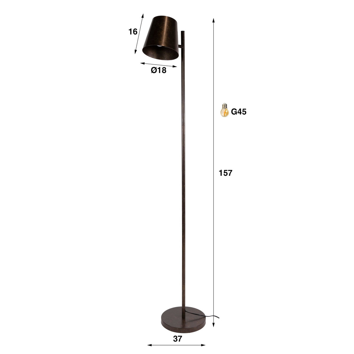 Floor lamps - Industrial floor lamp Sienna metal brown - Dimehouse