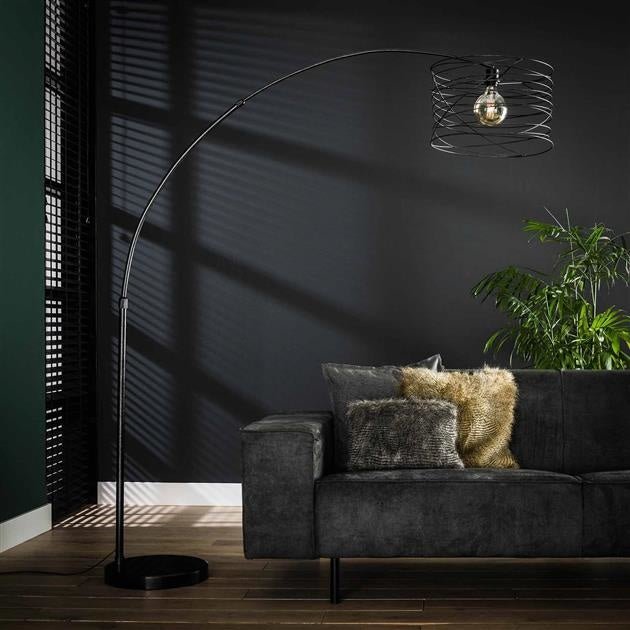 Arc lamp Twist DH Interior Charcoal LxWxH 44x44x11 Metal Atmospheric photo diagonal front view