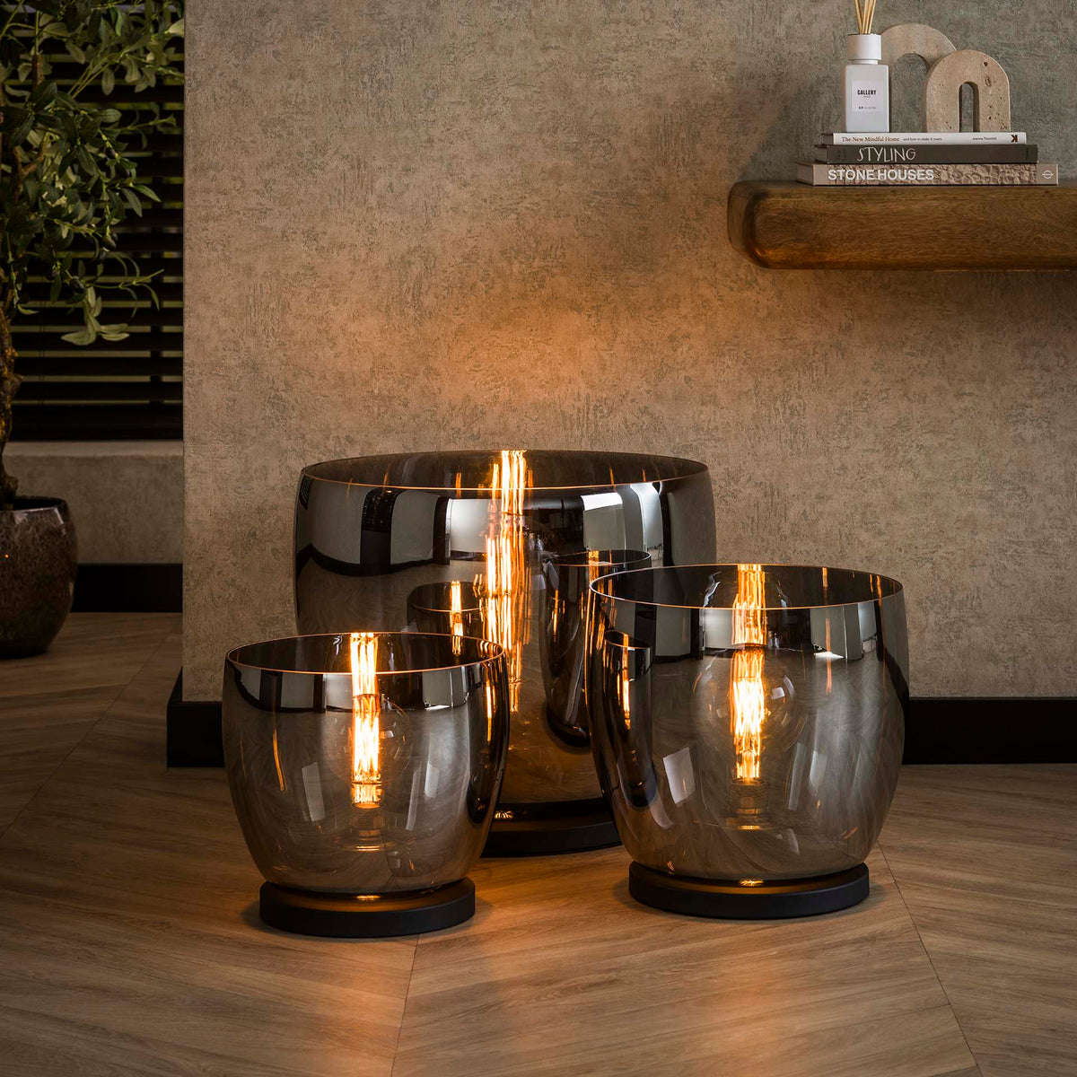 Floor lamps - Floor lamp Dain UP L Chrome-colored glass - Dimehouse