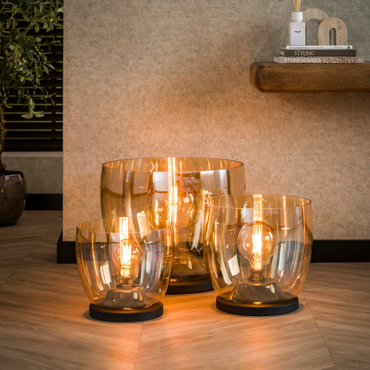 Floor lamps - Floor lamp Dain UP XL Amber glass - Dimehouse