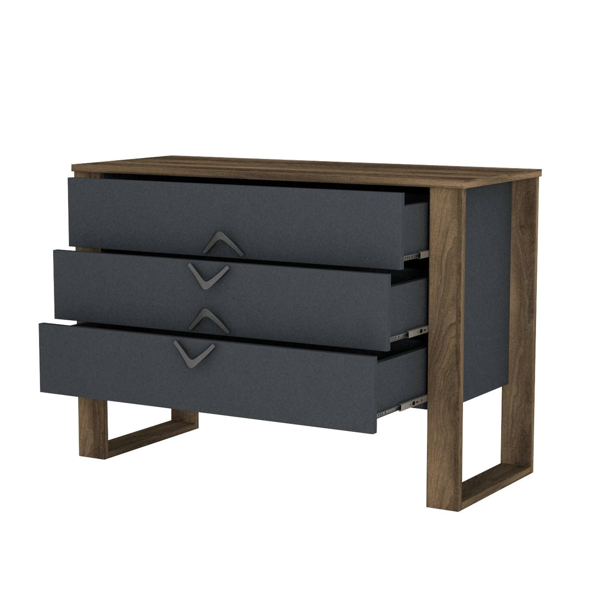 Chests of drawers - Chest of drawers Bumerang Walnut Anthracite Melamine 110x76x44.8 cm - Dimehouse