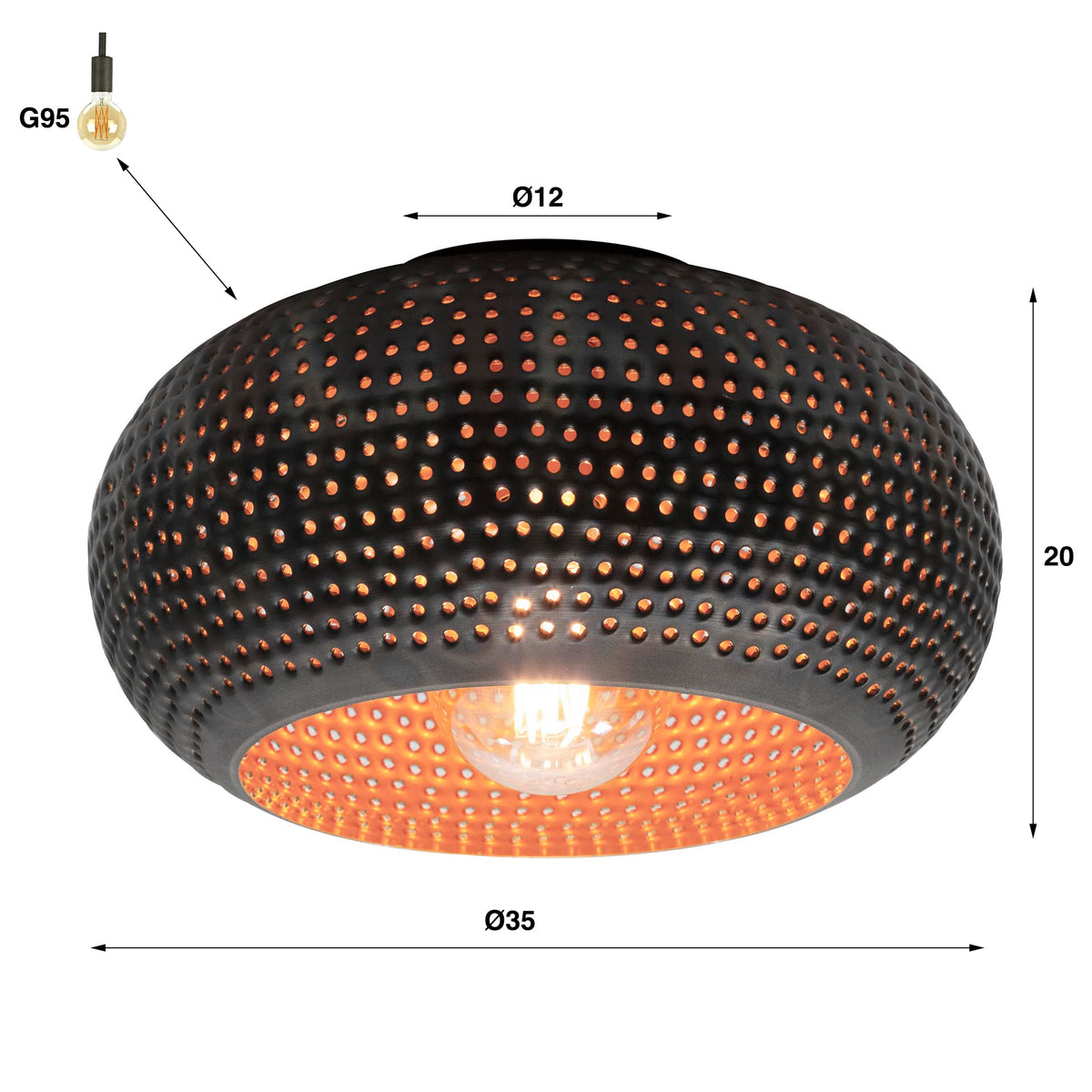 Ceiling lamps - Ceiling lamp Industrial Linda Metal Ø35 - Dimehouse