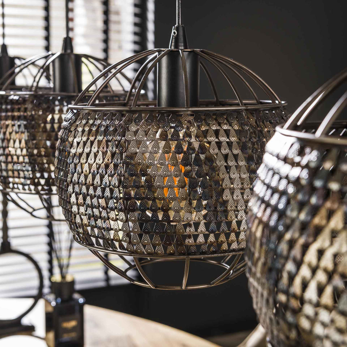 Hanging lamps - Hanging lamp Alfie 4 - light metal black brown - Dimehouse
