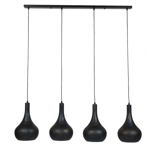 Hanging lamp Aya 4 Black-Brown DH Interior Brown LxWxH 123x45x28 Black brown White photo front view
