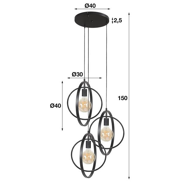 Hanging lamp Otan DH Interior Charcoal LxWxH 48x46x45 Metal White photo size indication