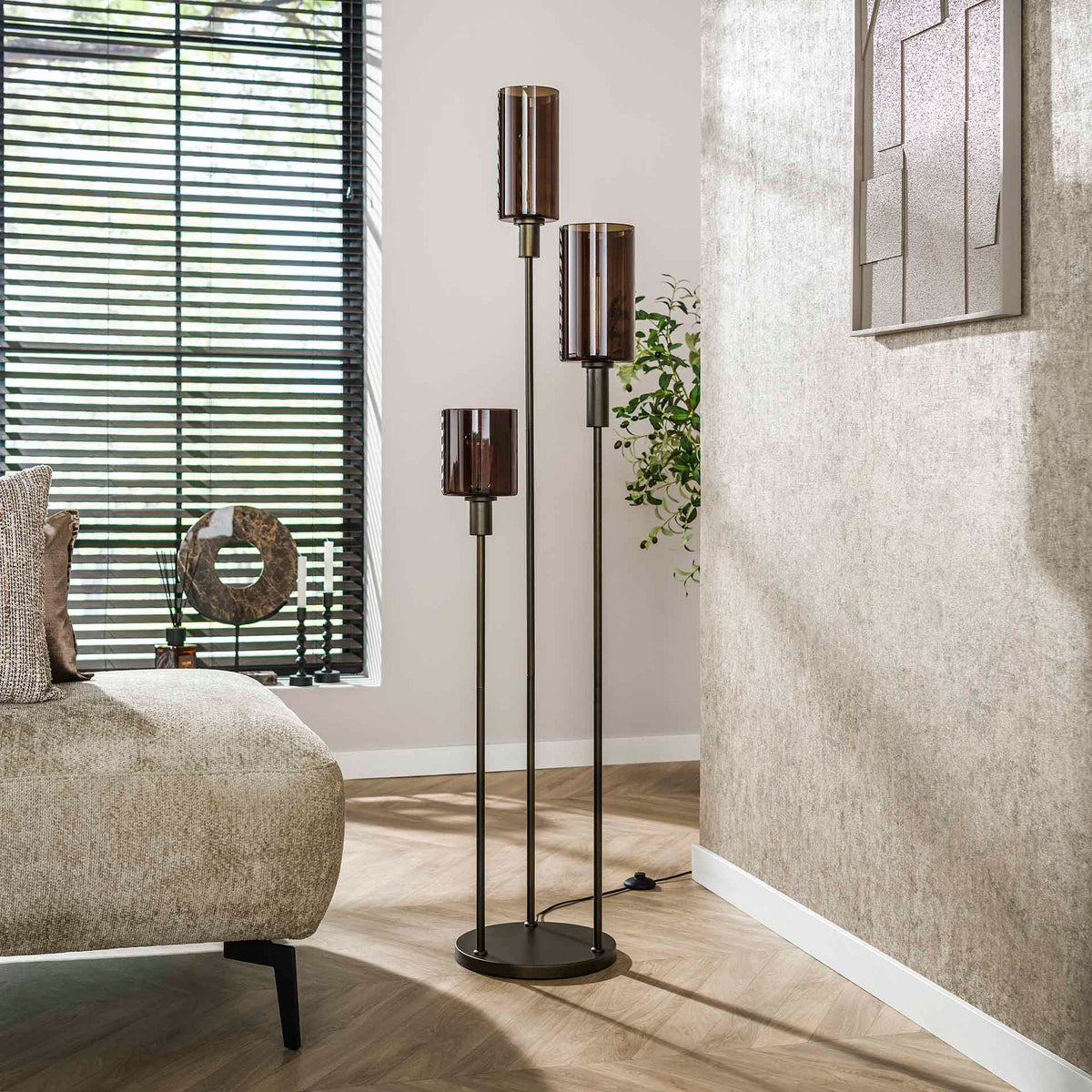 Floor Lamps - Modern Floor Lamp 3 - Light Stepped Sienna Brown - Dimehouse