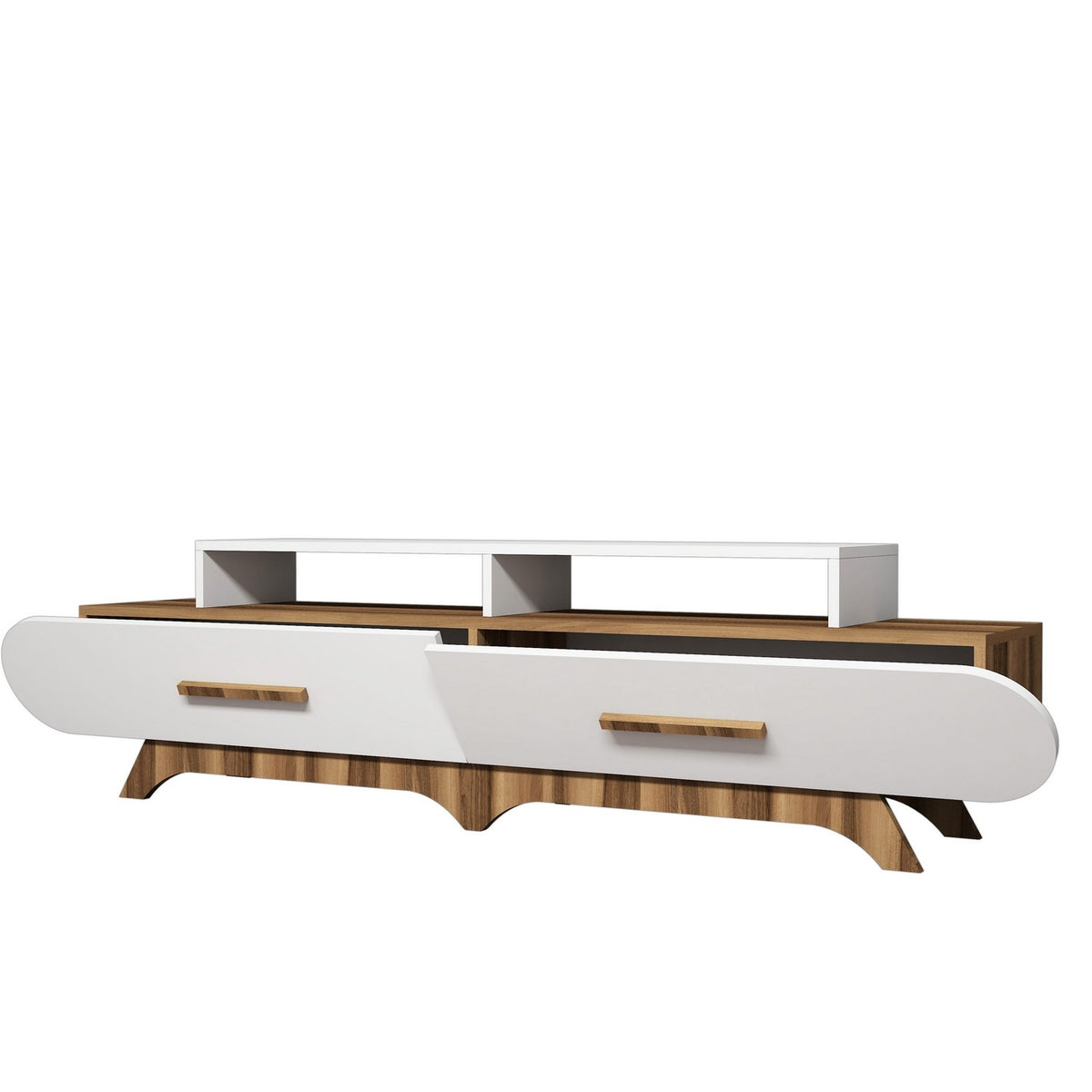 TV Furniture - TV Furniture Flora Walnut White Melamine 205x50x36.8 cm - Dimehouse
