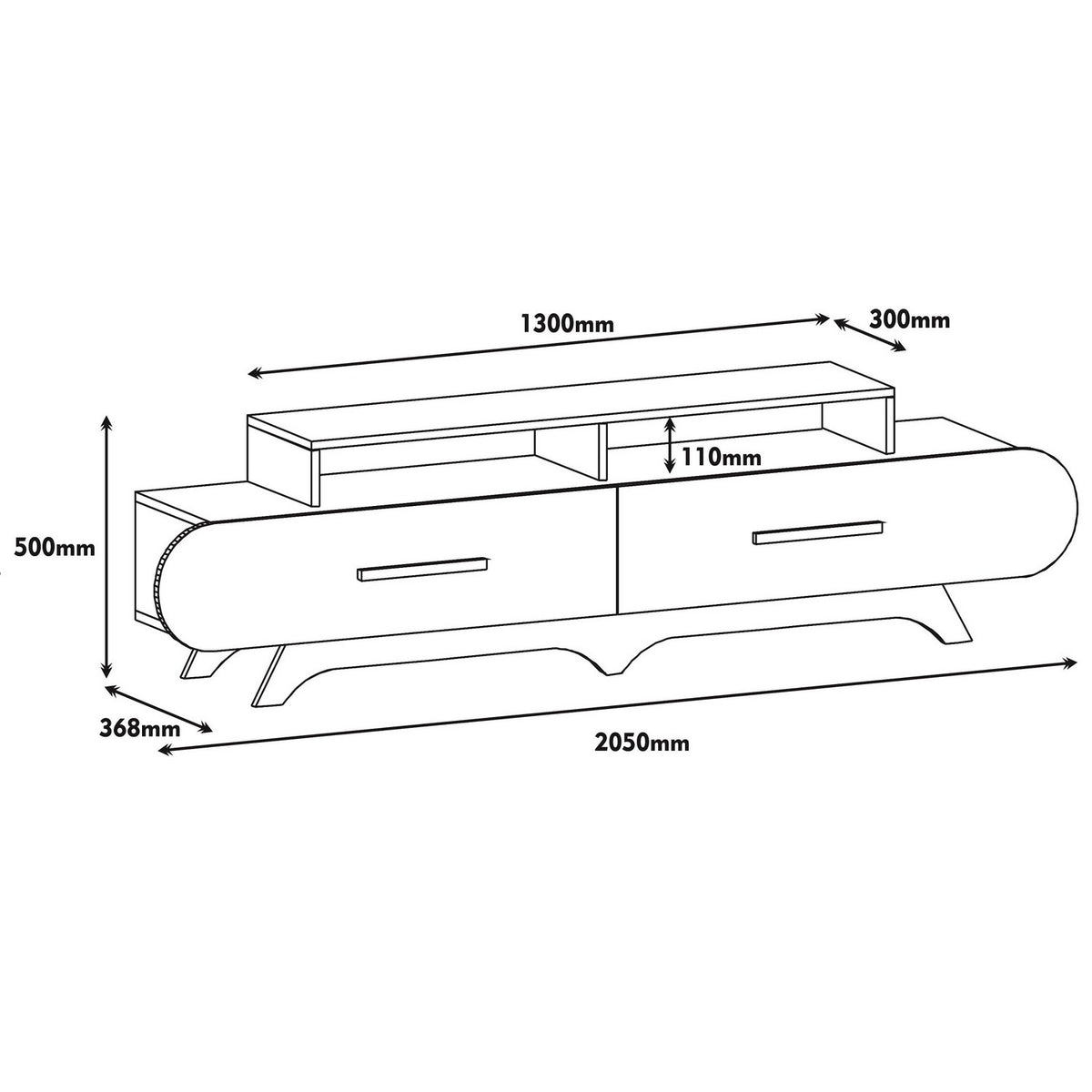 TV Furniture - TV Furniture Flora Walnut White Melamine 205x50x36.8 cm - Dimehouse