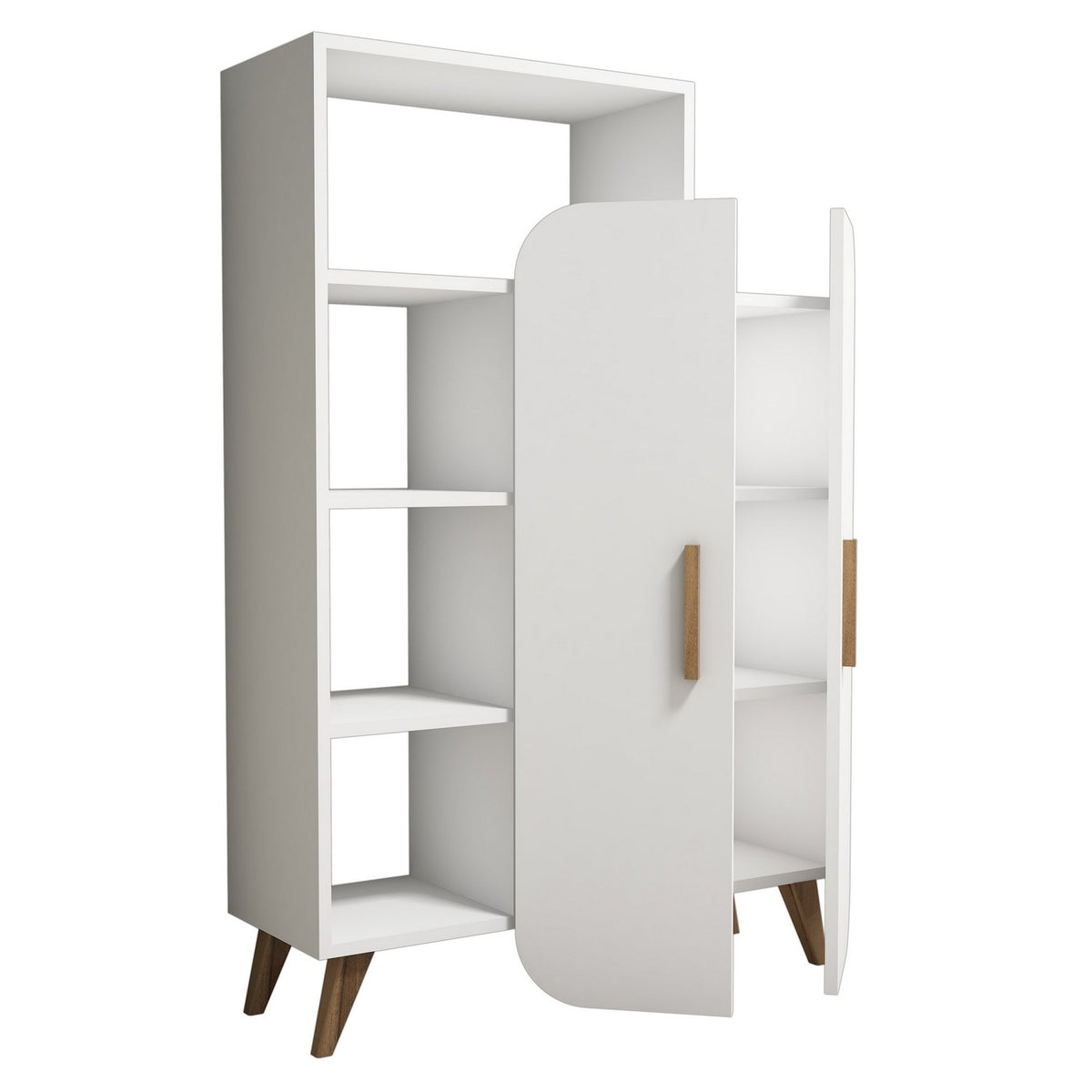 Bookcases - Scandinavian bookcase white melamine Form 90x132x32 cm - Dimehouse