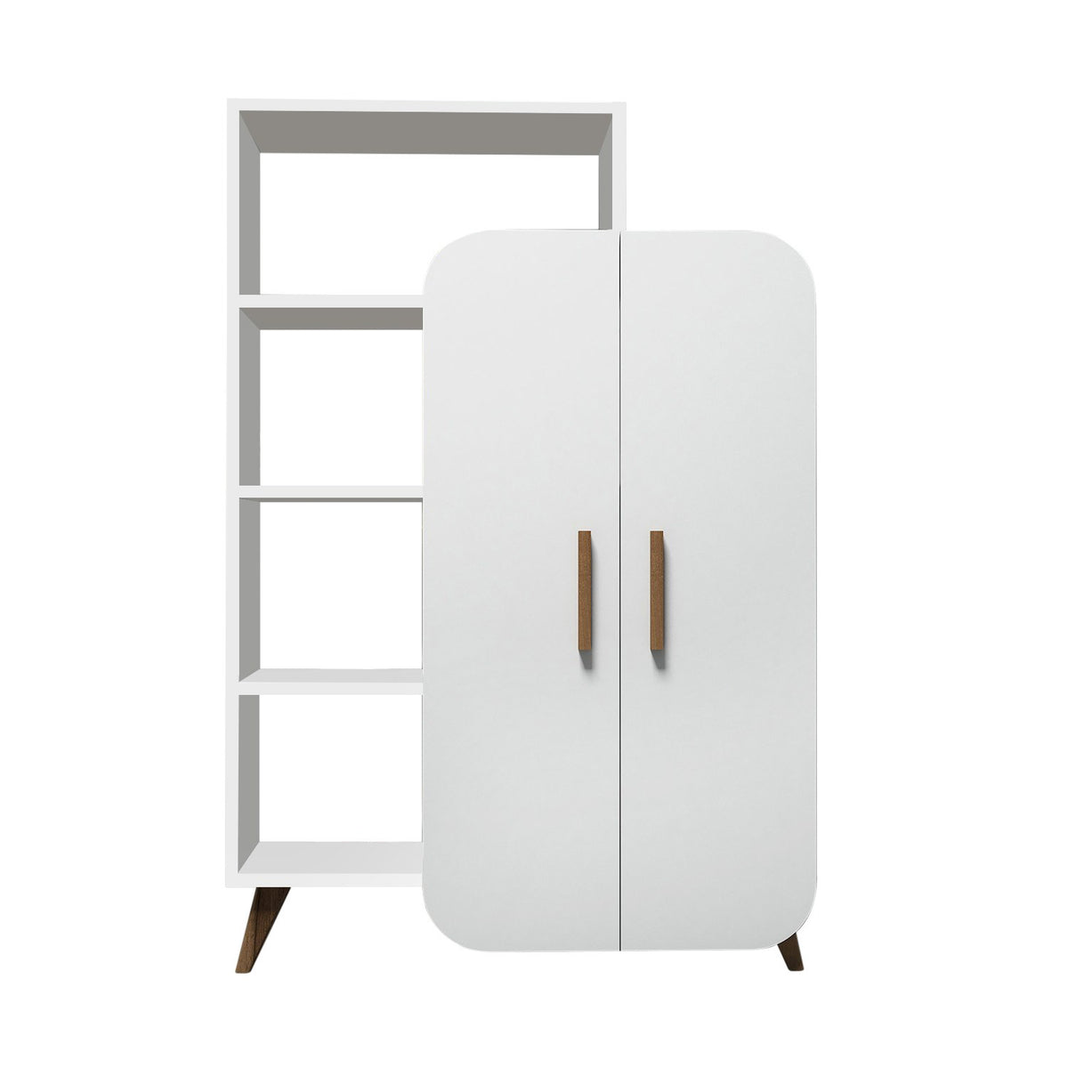 Bookcases - Scandinavian bookcase white melamine Form 90x132x32 cm - Dimehouse