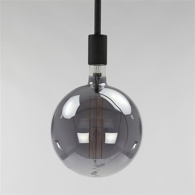 Light source LED filament Bulb Ø20 Smoke DH Interior Gray LxWxH 32x23x23 Glass Atmospheric photo diagonal front view
