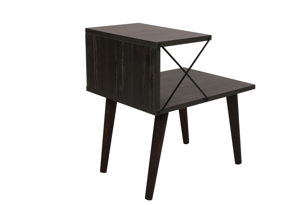 Bedside tables - Bedside table Cross Dark Brown Melamine 50x55x40 cm - Dimehouse