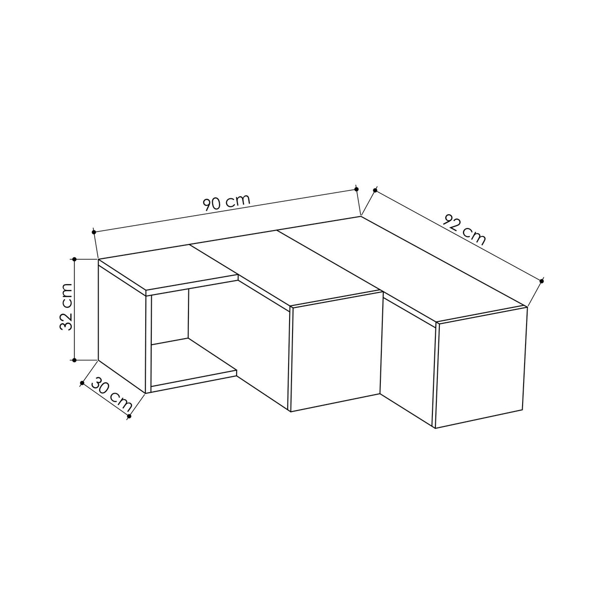 TV Furniture - TV Furniture Compact White Melamine 90x32x92 cm - Dimehouse