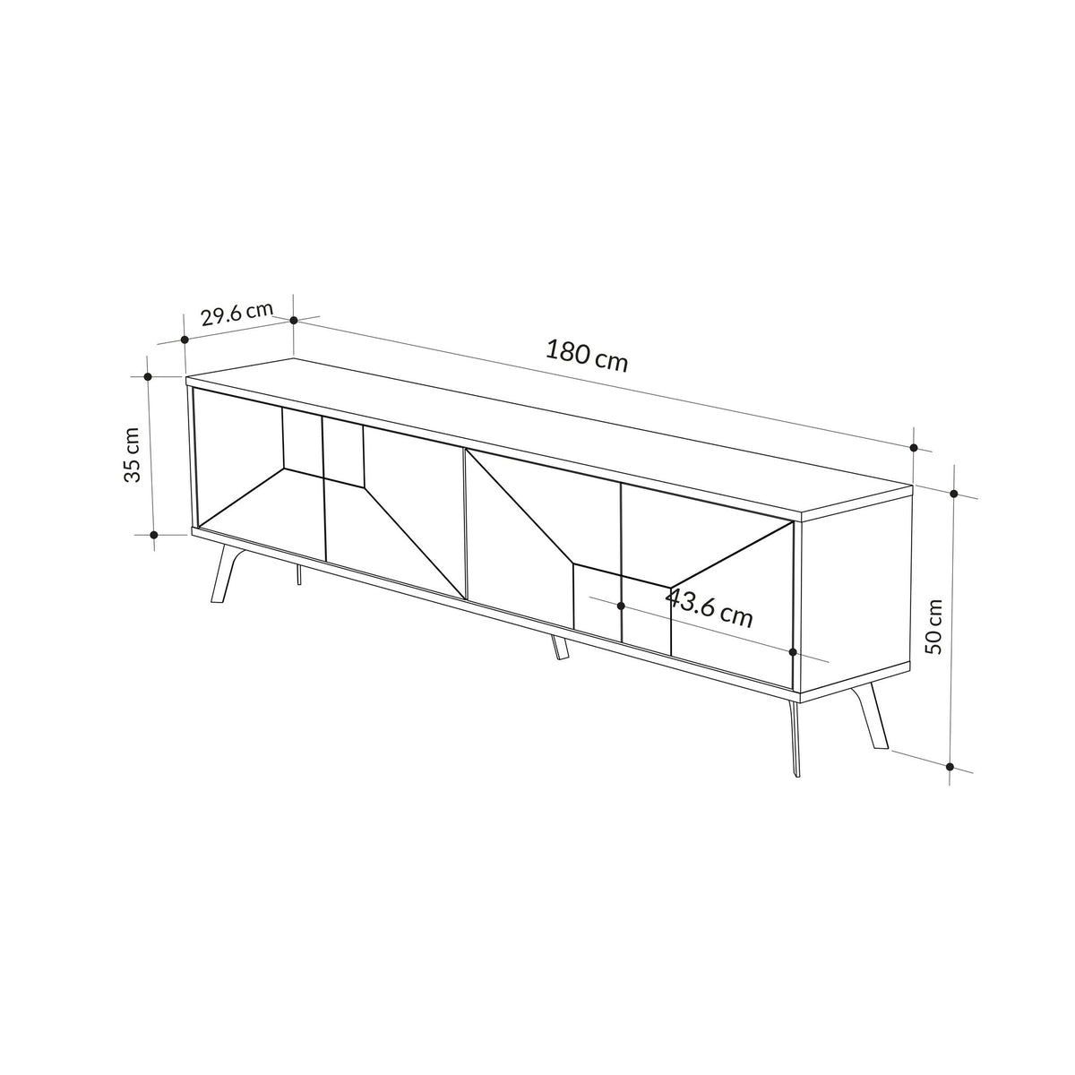 TV Furniture - TV Furniture Dune White Melamine 180x50x29.6 cm - Dimehouse