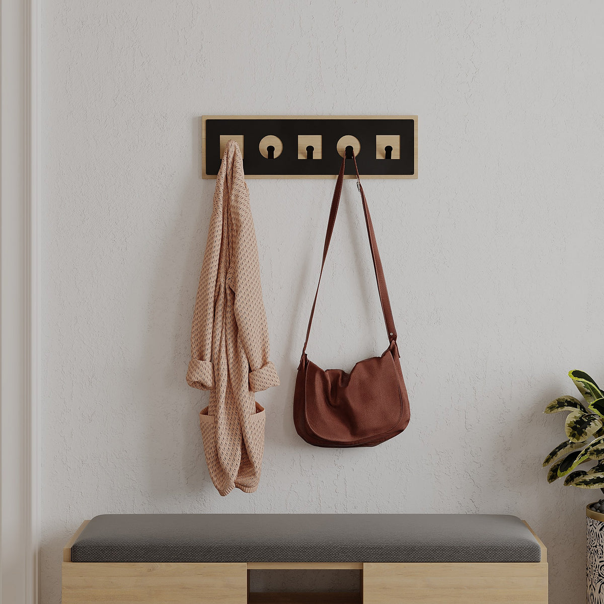 Coat racks - Coat rack 5 - Angled Ican Oak Melamine - Dimehouse