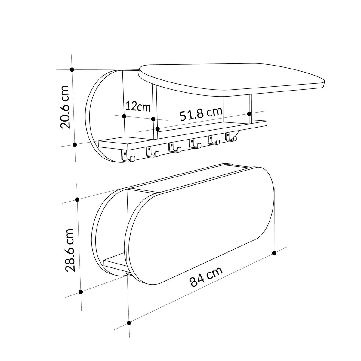 Coat racks - Coat rack White - Melamine - With compartment - Dimehouse