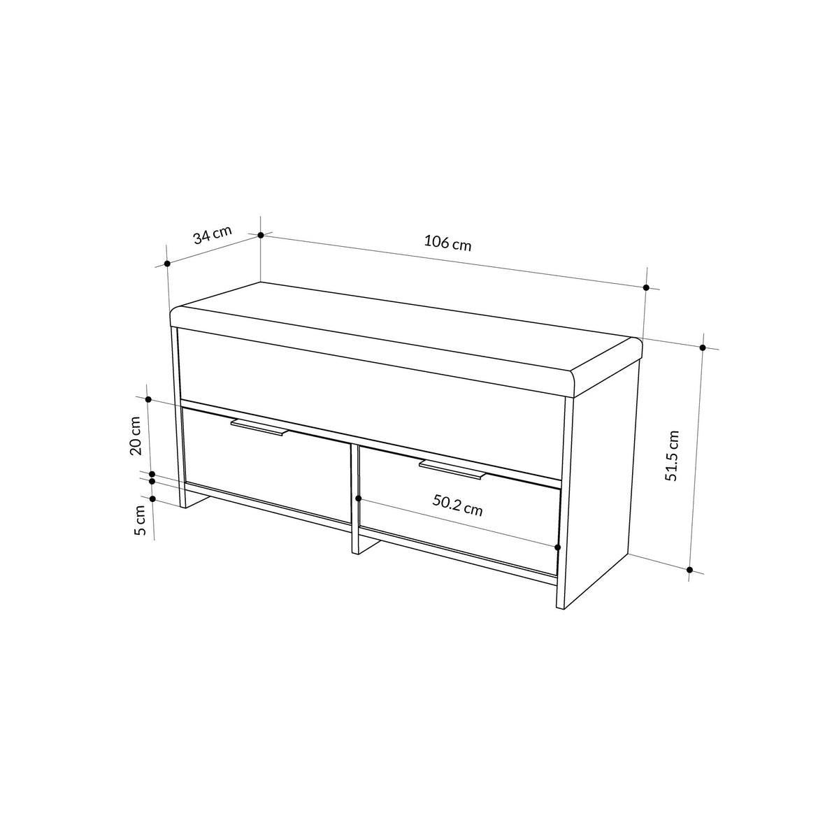 Shoe cabinets - Shoe cabinet Cove Natural Melamine 106x50x34 cm - Dimehouse