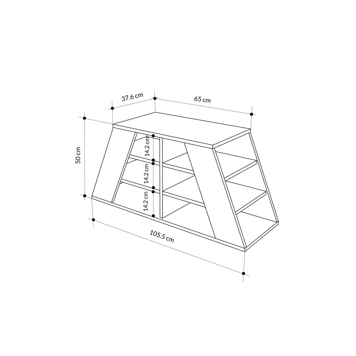 Shoe cabinets - Shoe cabinet Pyramid Natural Melamine 105.5x50x37.5 cm - Dimehouse