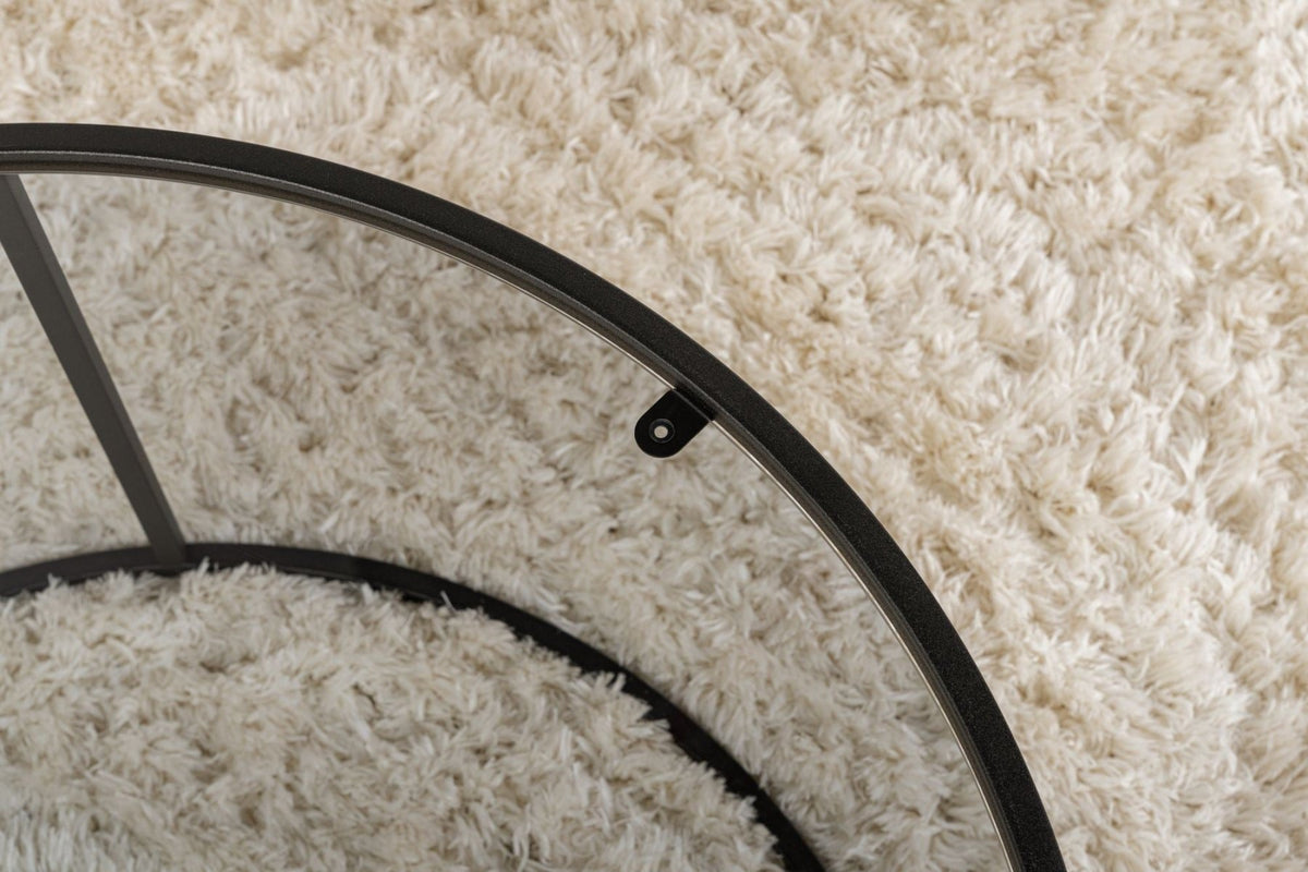 Coffee tables - Modern Round Coffee Table Uru Black - Gray Glass - 80 cm - Dimehouse