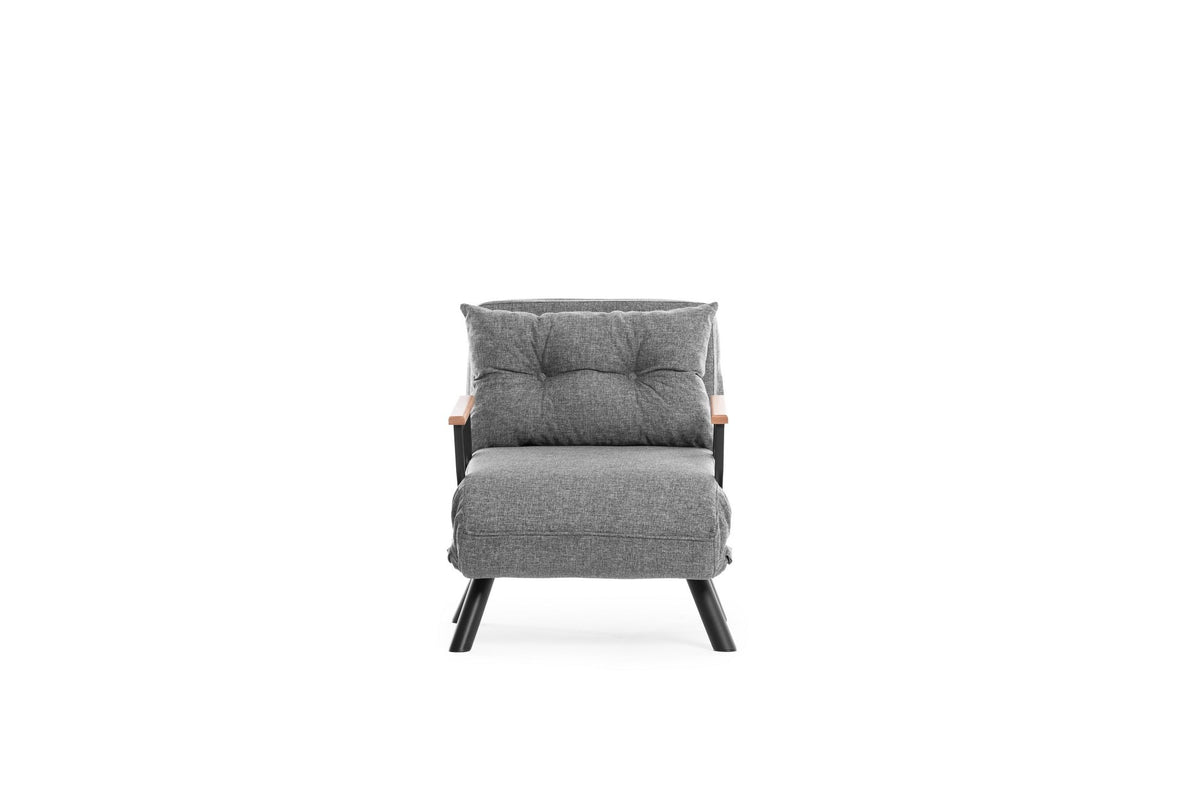 Armchairs - Scandinavian sleeping armchair Gray mixed fabric Sando - Dimehouse