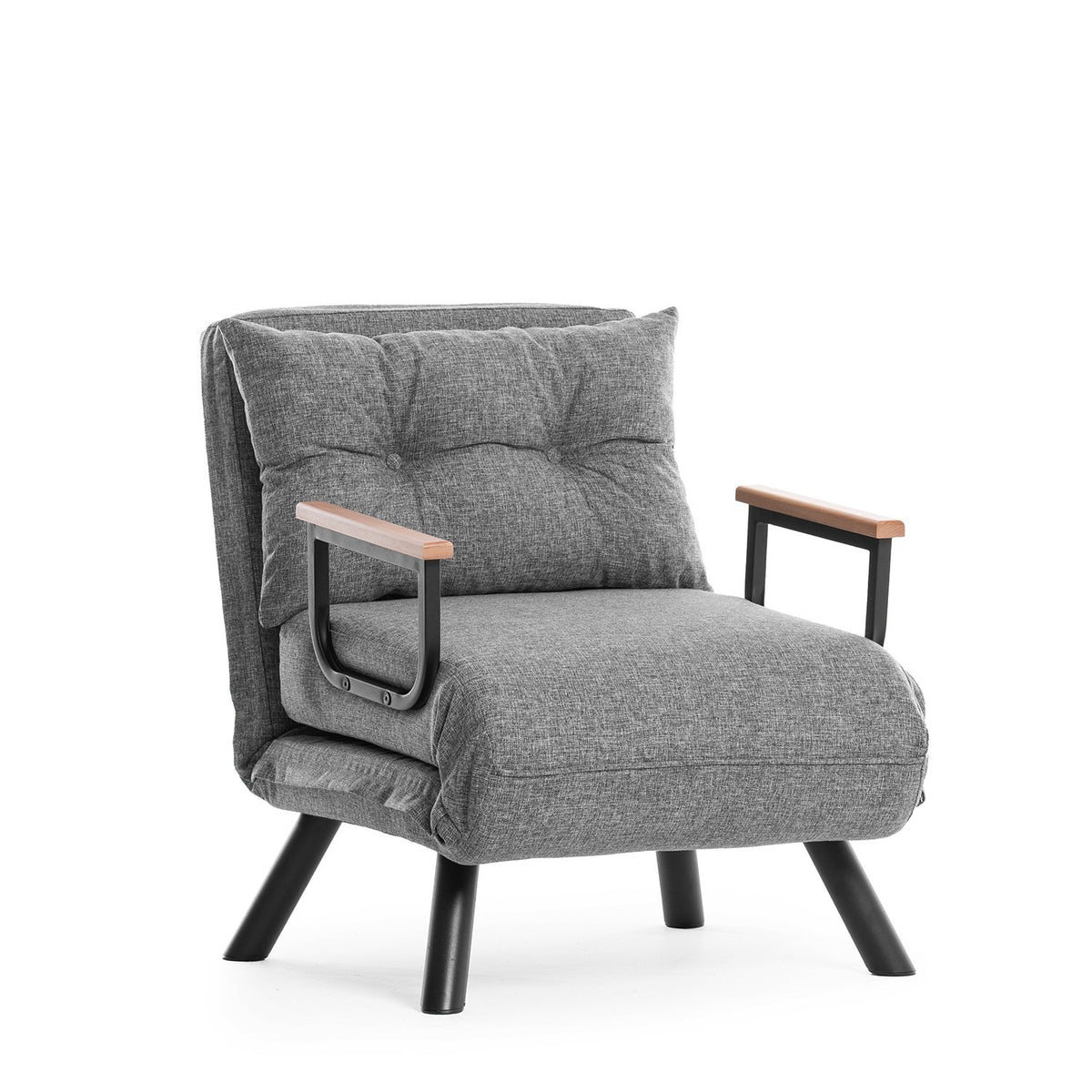 Armchairs - Scandinavian sleeping armchair Gray mixed fabric Sando - Dimehouse
