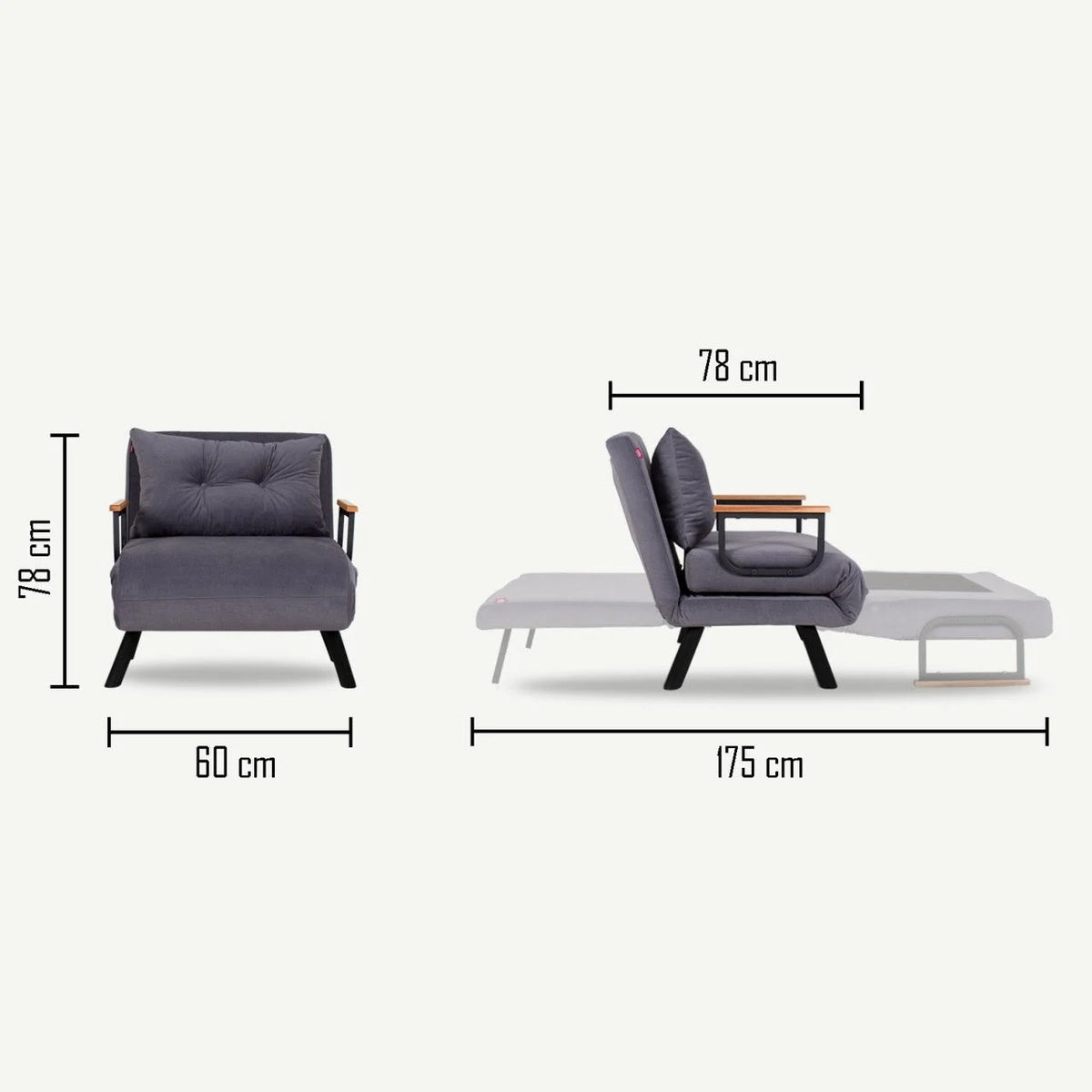 Armchairs - Scandinavian sleeping armchair Copper Brown fabric linen look Sando - Dimehouse