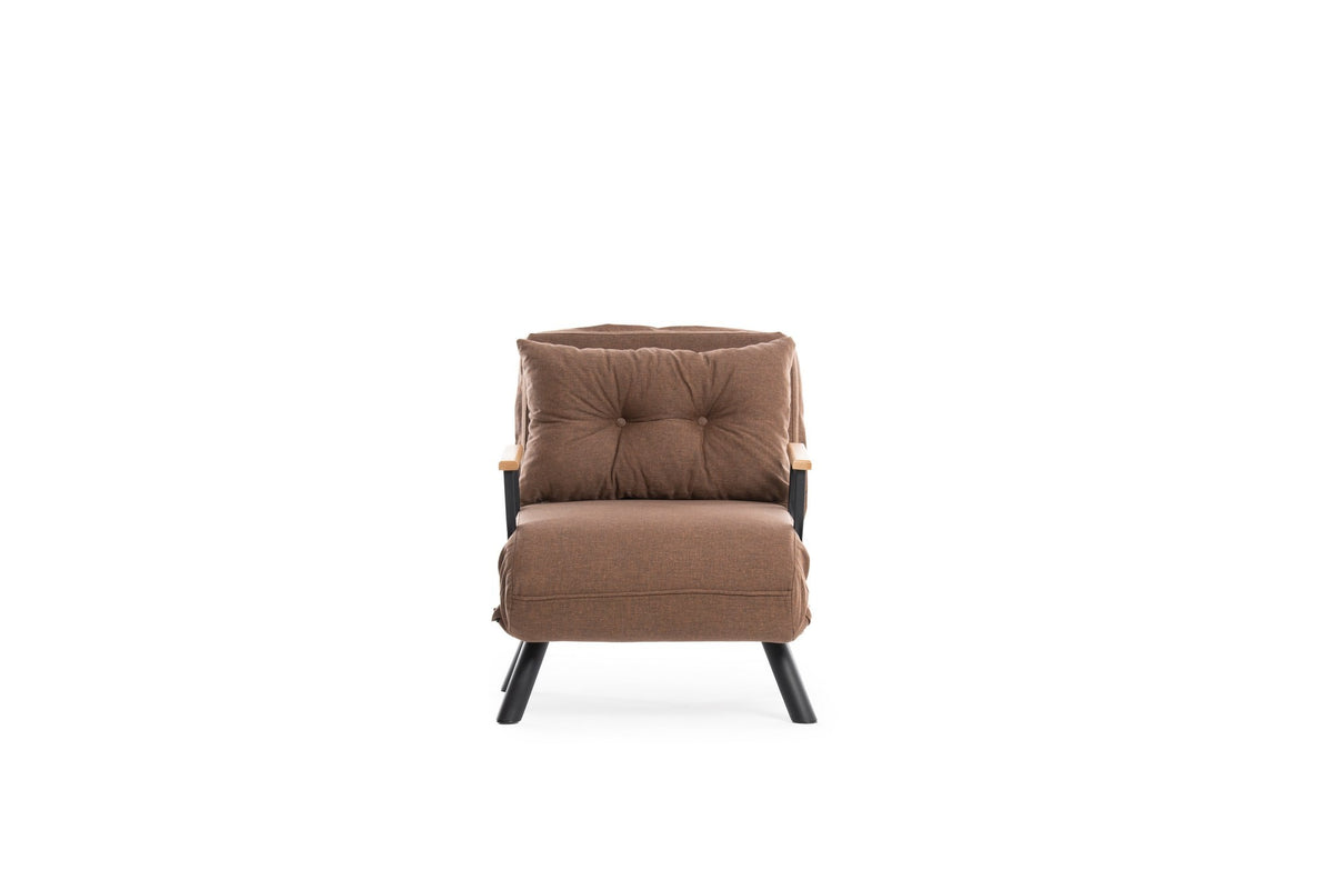 Armchairs - Scandinavian sleeping armchair Copper Brown fabric linen look Sando - Dimehouse