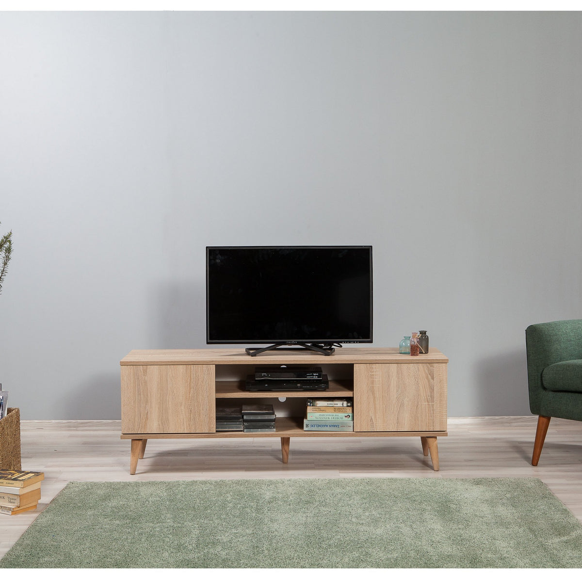 TV Furniture - TV Furniture Truva Sonoma Oak Melamine 140x50x40 cm - Dimehouse