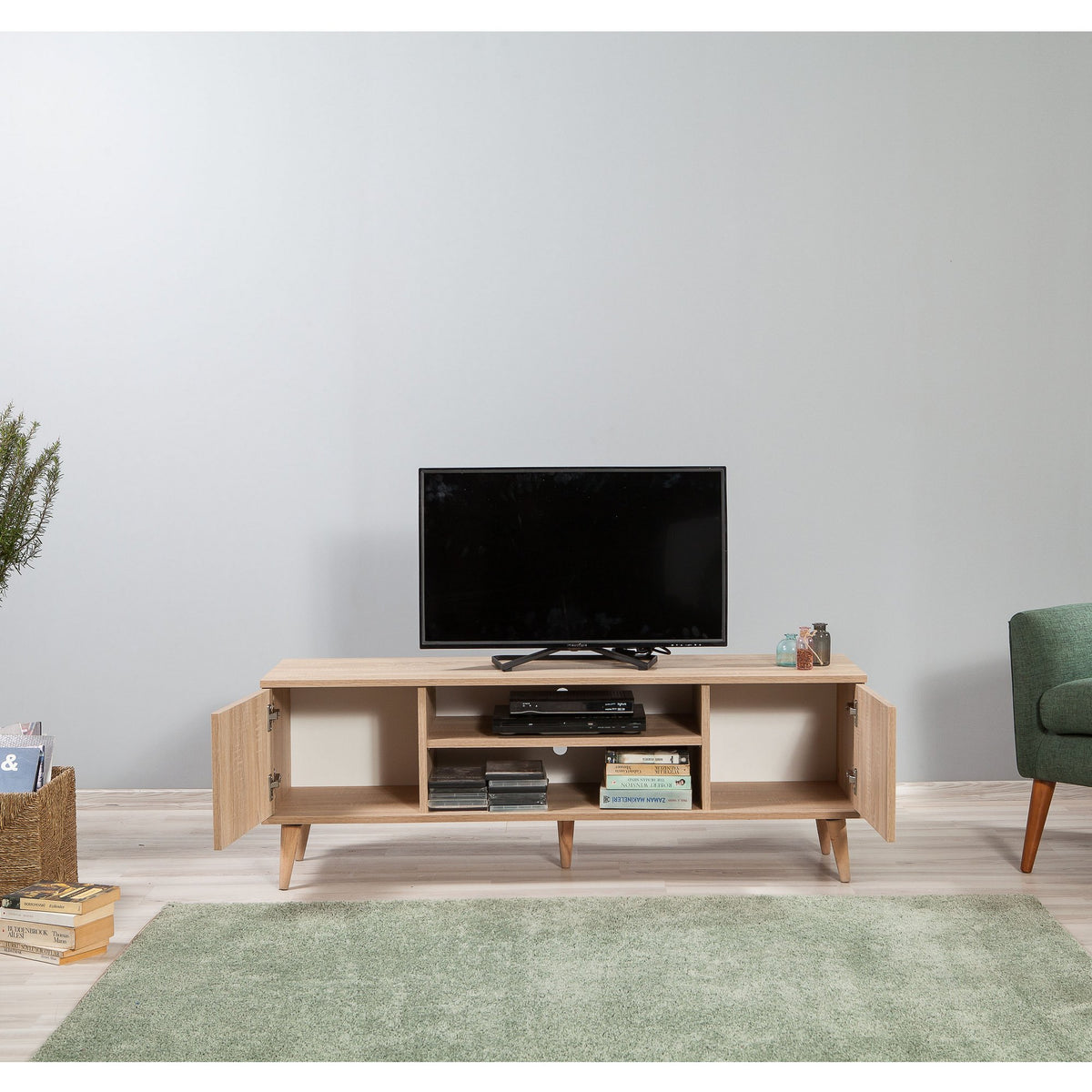 TV Furniture - TV Furniture Truva Sonoma Oak Melamine 140x50x40 cm - Dimehouse